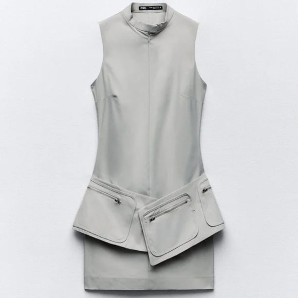 ZARA BELTED SHORT DRESS WITH POCKETS - Picture 1 of 10